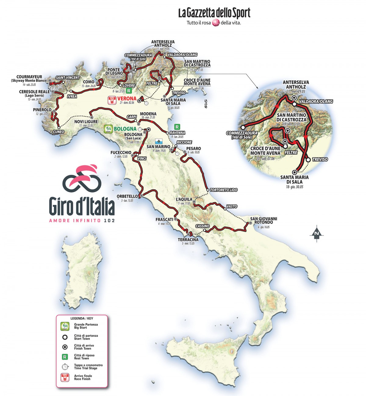 Giro d Italia 2019 mapa